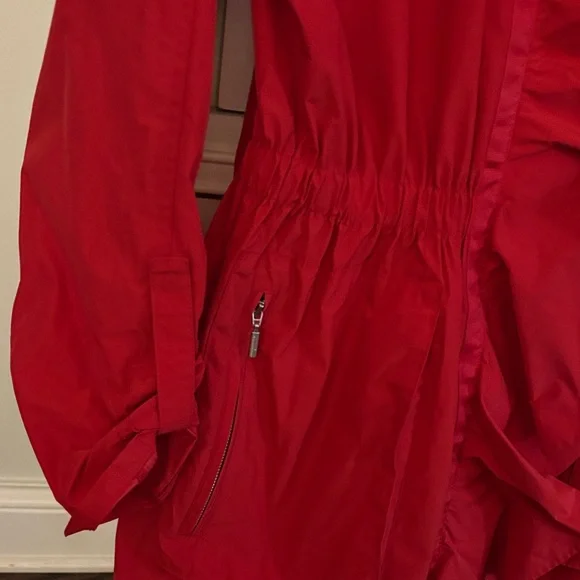 Carlisle Red Ruffled Trench Coat - Picture 3 of 7